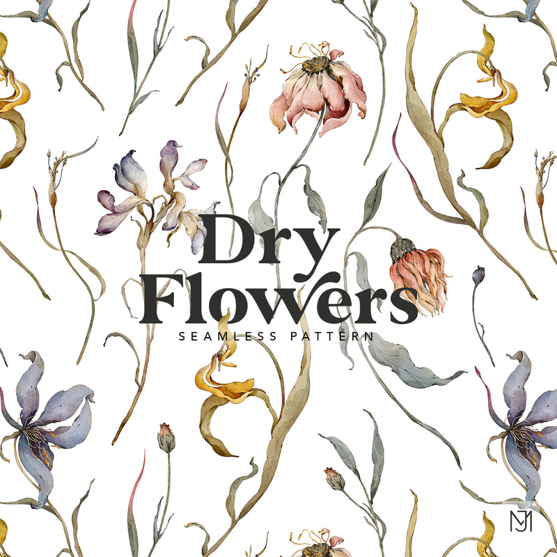 Dry Flowers Seamless Pattern - 093