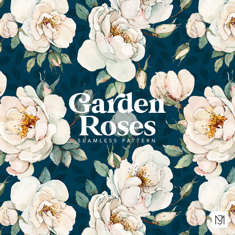 Watercolor Garden Roses Seamless Pattern - 058