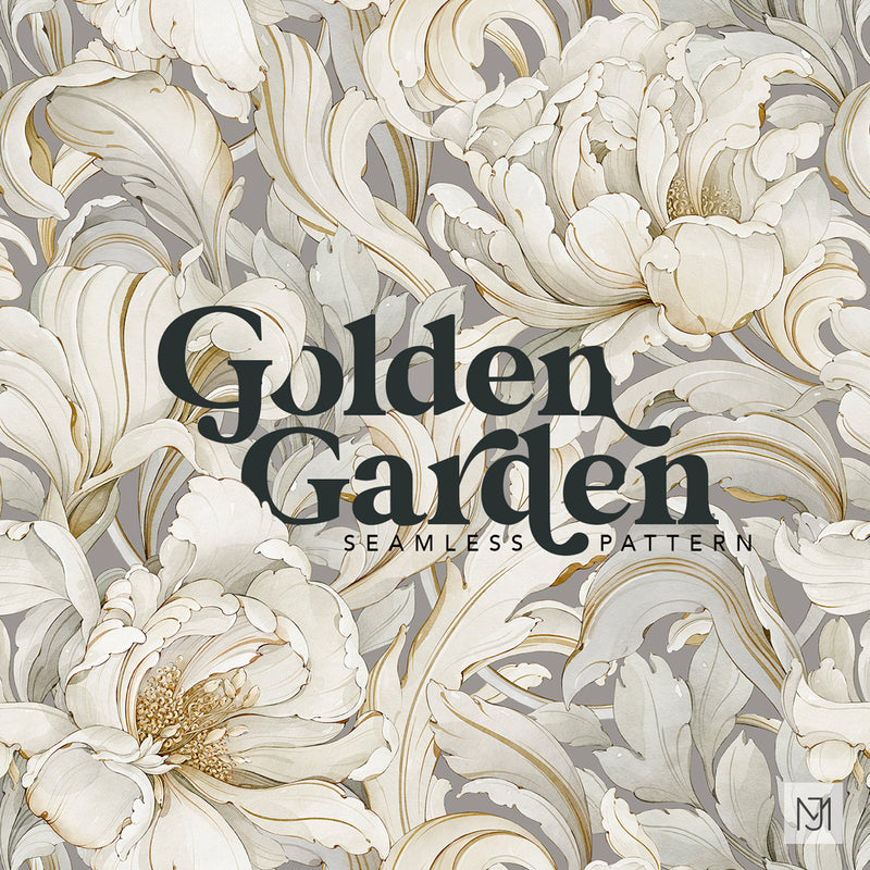 Golden Garden Seamless Pattern - 105