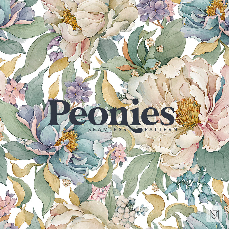 Peonies Seamless Pattern - 099