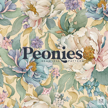 Peonies Seamless Pattern - 099