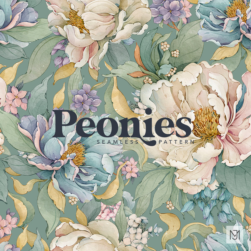 Peonies Seamless Pattern - 099