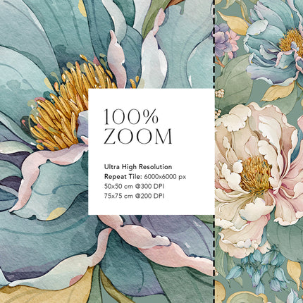 Peonies Seamless Pattern - 099