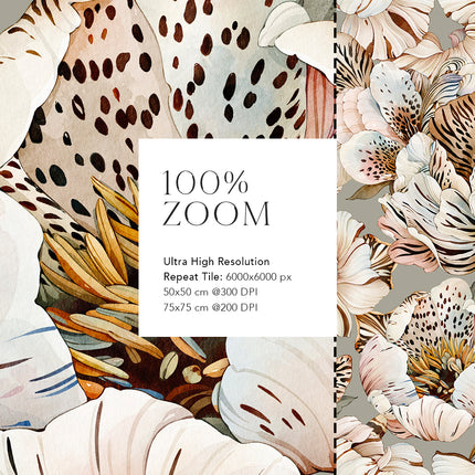 Tiger Bloom Seamless Pattern - 111