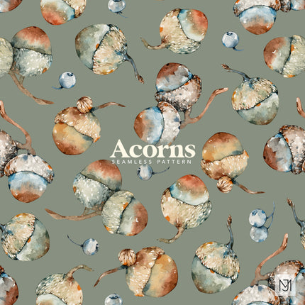 Autumn Acorns Seamless Pattern - 066