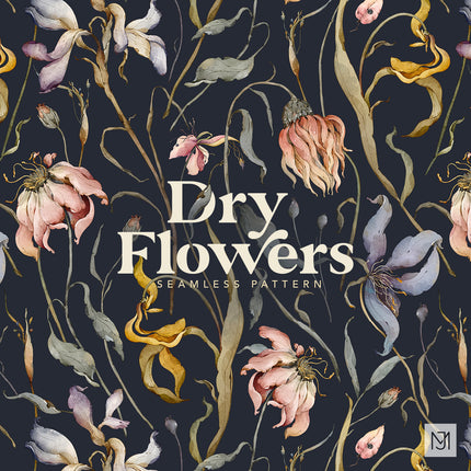 Dry Flowers Seamless Pattern - 093