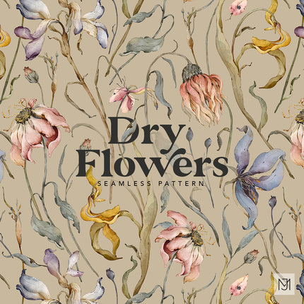 Dry Flowers Seamless Pattern - 093