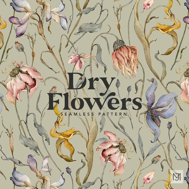 Dry Flowers Seamless Pattern - 093