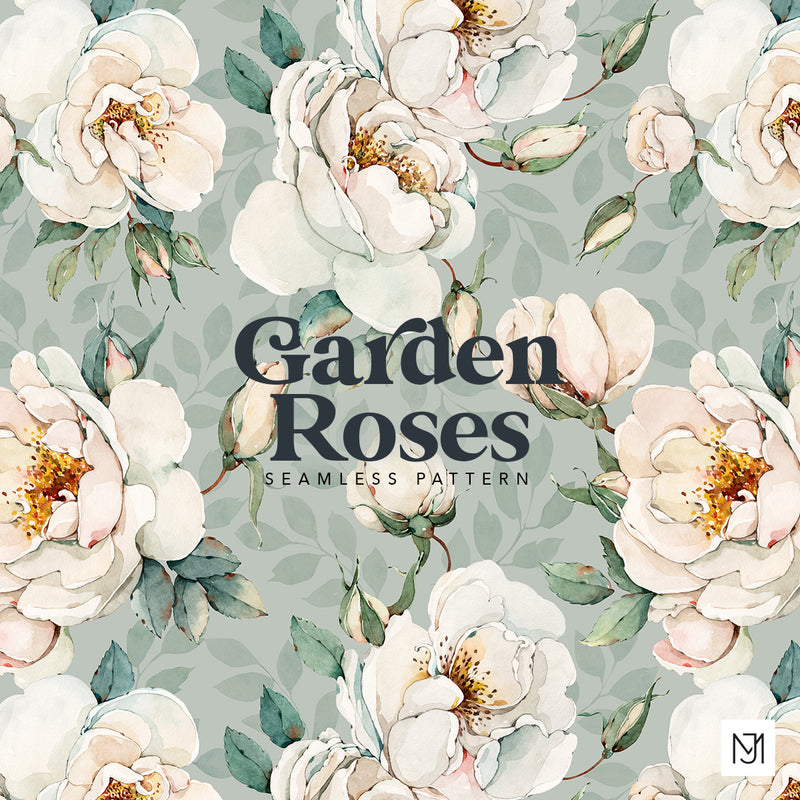 Watercolor Garden Roses Seamless Pattern - 058