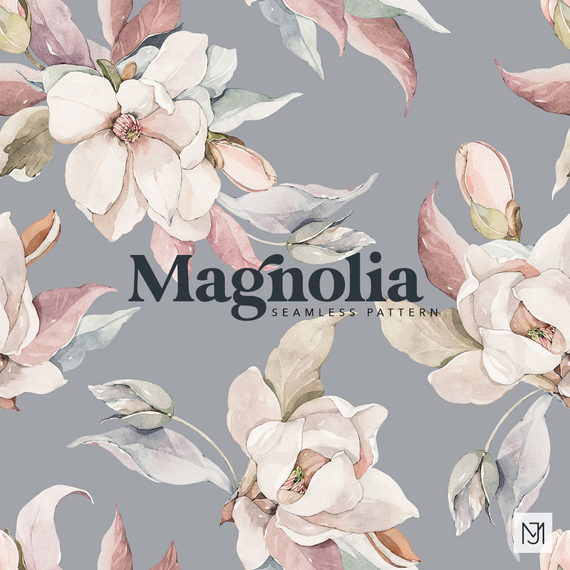 Watercolor Magnolia Seamless Pattern - 038