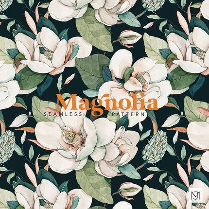 White Magnolia Seamless Pattern - 063