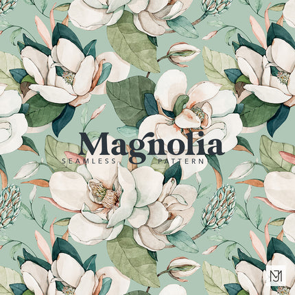 White Magnolia Seamless Pattern - 063