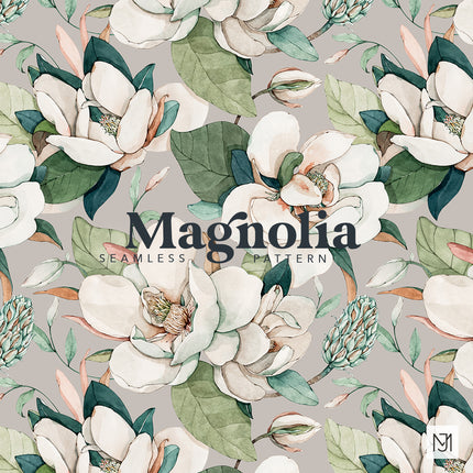 White Magnolia Seamless Pattern - 063