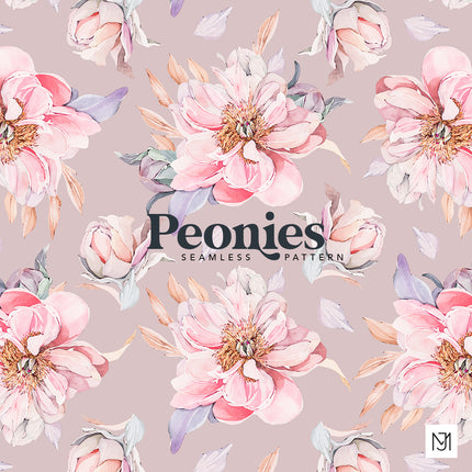 Soft Peony Seamless Pattern - 029