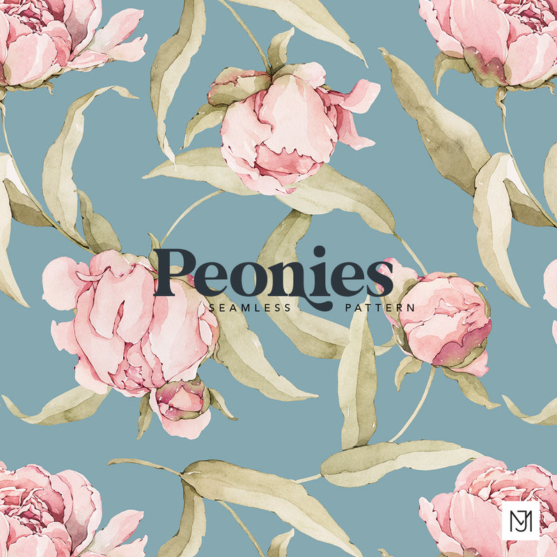 Peonies Seamless Pattern - 034