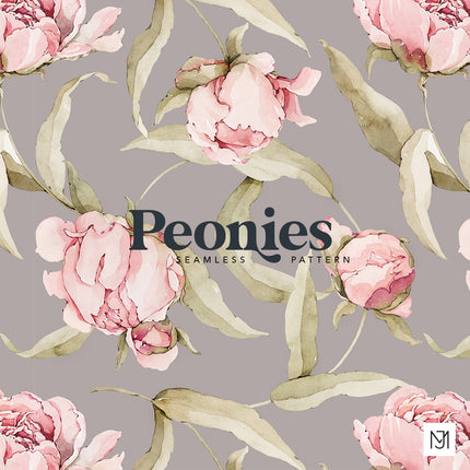 Peonies Seamless Pattern - 034