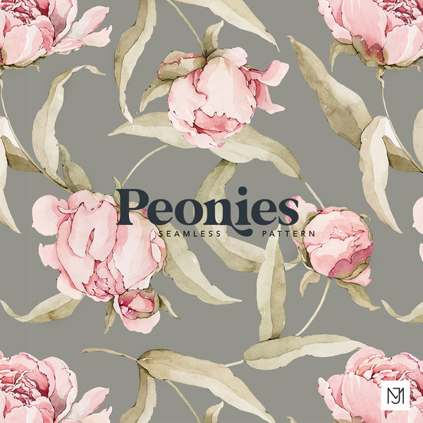 Peonies Seamless Pattern - 034