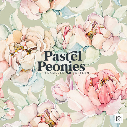 Watercolor Pastel Peonies Seamless Pattern - 057
