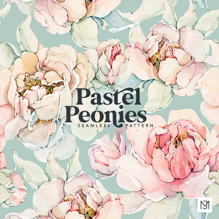 Watercolor Pastel Peonies Seamless Pattern - 057