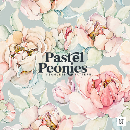 Watercolor Pastel Peonies Seamless Pattern - 057