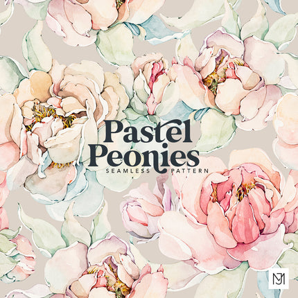 Watercolor Pastel Peonies Seamless Pattern - 057