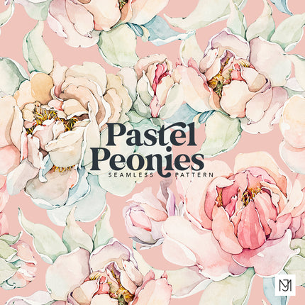 Watercolor Pastel Peonies Seamless Pattern - 057