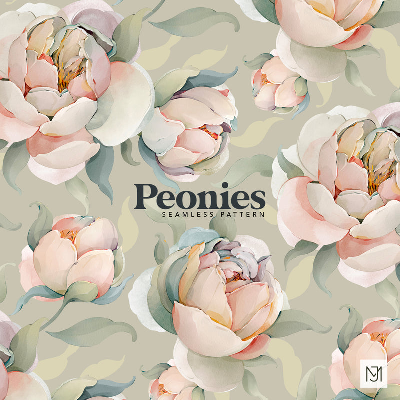Peonies Seamless Pattern - 079