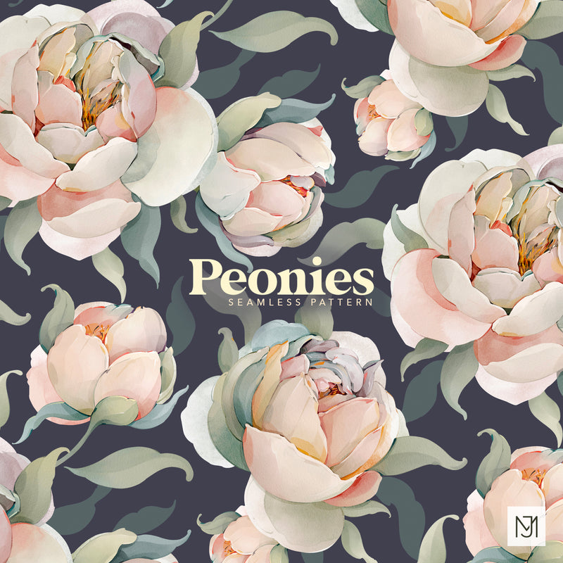 Peonies Seamless Pattern - 079