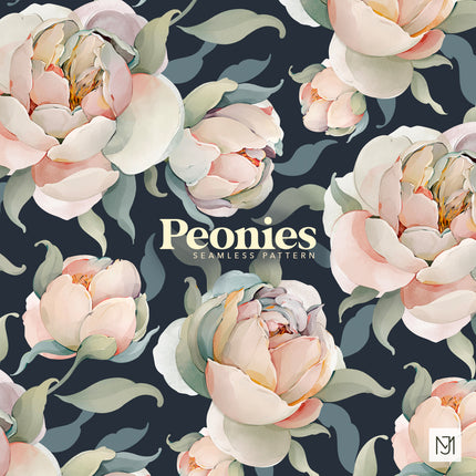 Peonies Seamless Pattern - 079