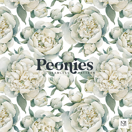 Peonies Seamless Pattern - 091