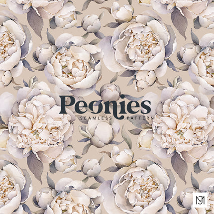 Peonies Seamless Pattern - 091