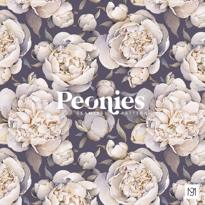 Peonies Seamless Pattern - 091