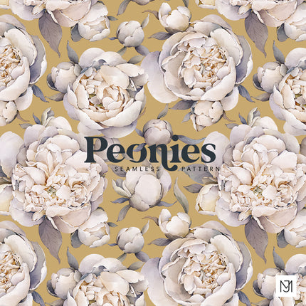 Peonies Seamless Pattern - 091