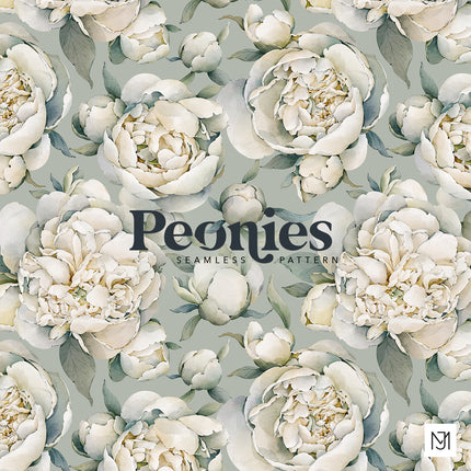 Peonies Seamless Pattern - 091