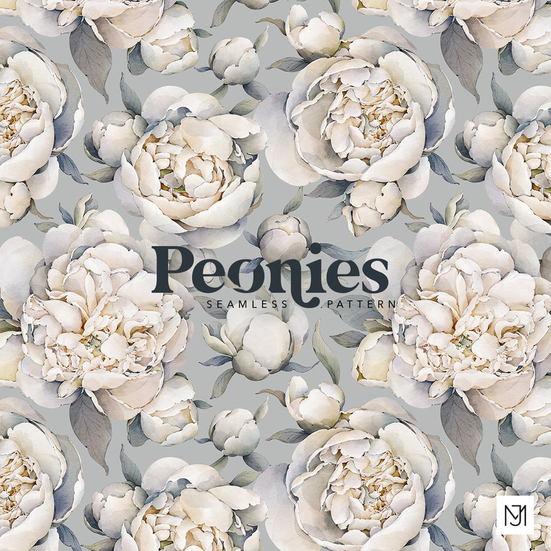 Peonies Seamless Pattern - 091