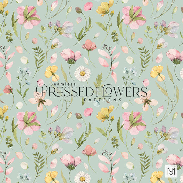 Pressed Flowers Seamless Pattern - 045