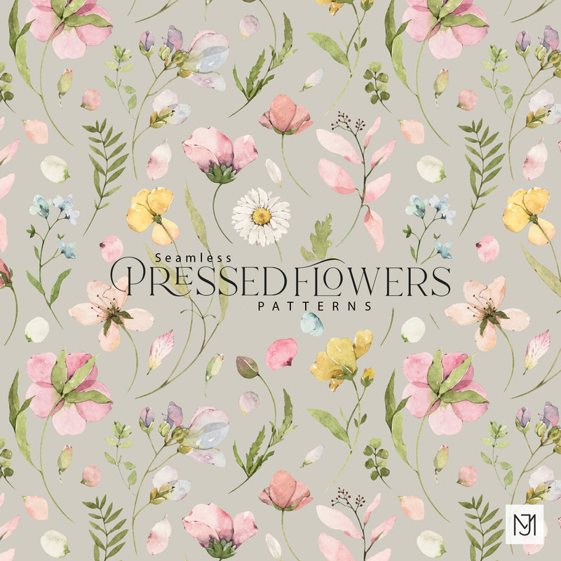 Pressed Flowers Seamless Pattern - 045