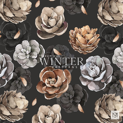 Winter Pine Cones Seamless Pattern - 044