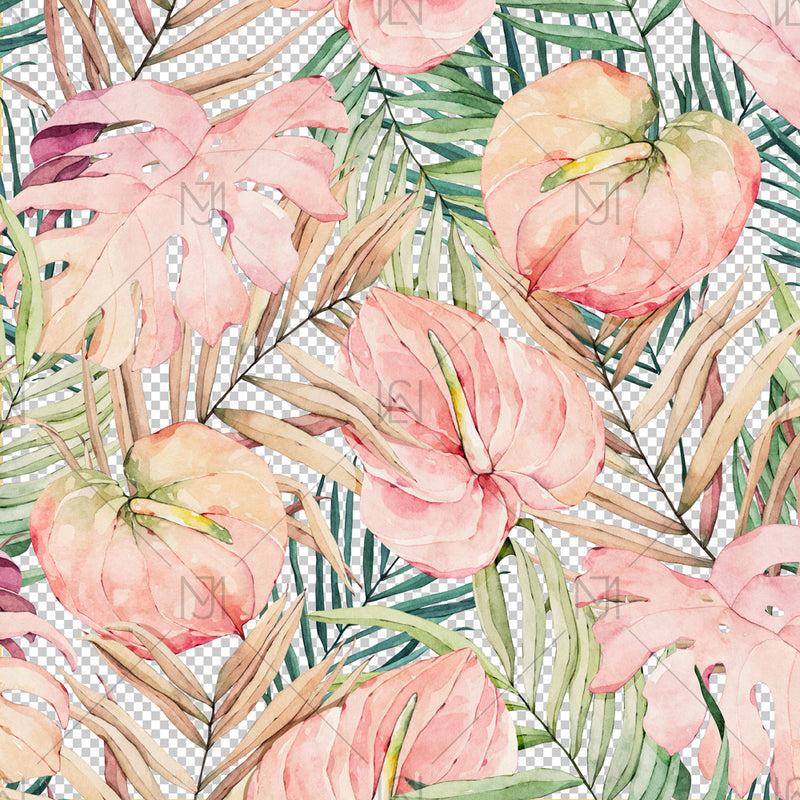Tropical Flowers Seamless Pattern - 050