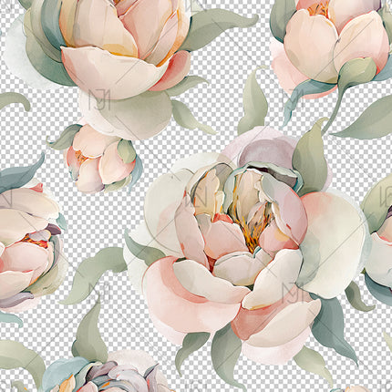 Peonies Seamless Pattern - 079
