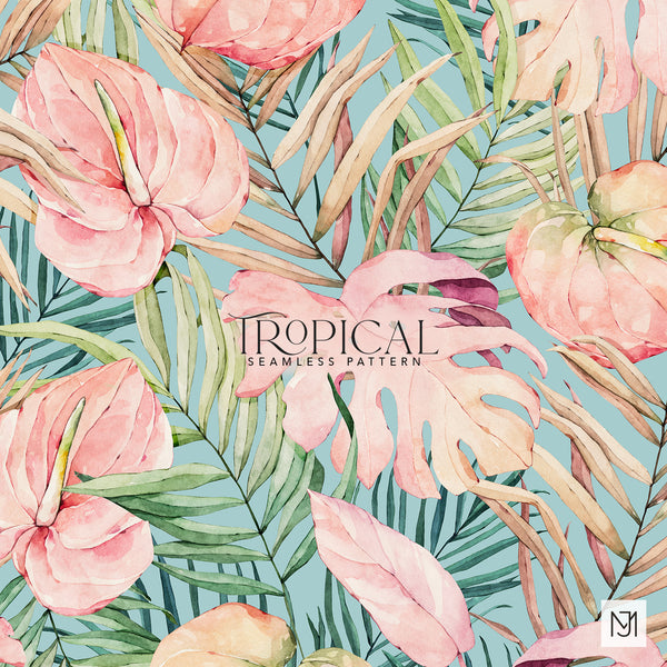 Tropical Flowers Seamless Pattern - 050